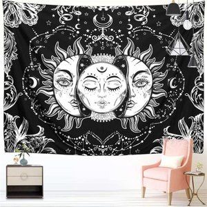 Sun and Moon Tapestry, Sun with Stars Psychedelic (medium-59 x 51 in)